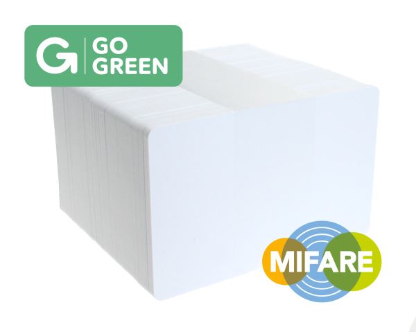 Pack of 100 Go Green Genuine NXP MIFAREÂ® 1k EV1 Blank White Cards (85% Recycled Plastic)