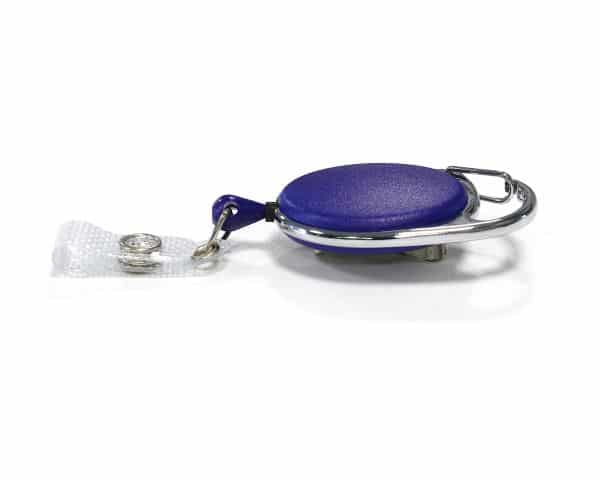 Blue Carabiner ID Badge Reels with Recess, Belt & Strap Clips (Pack of 50)