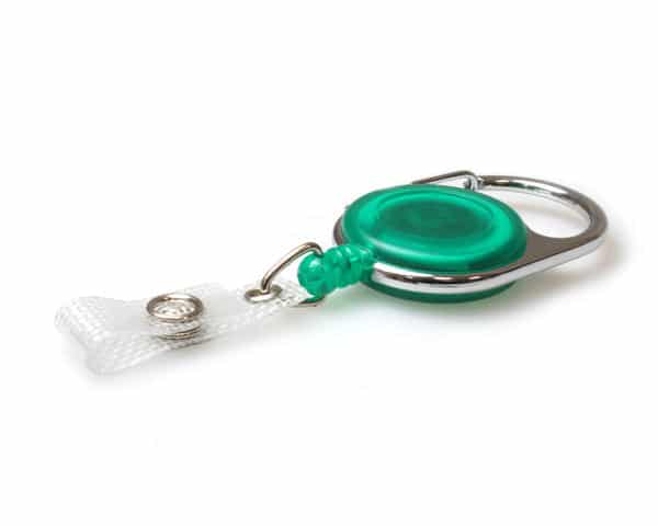 Green Carabiner ID Badge Reels with Strap Clip (Pack of 50)