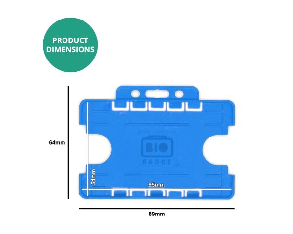 Light Blue Dual-Sided BIOBADGE Open Faced ID Card Holders - Landscape (Pack of 100)