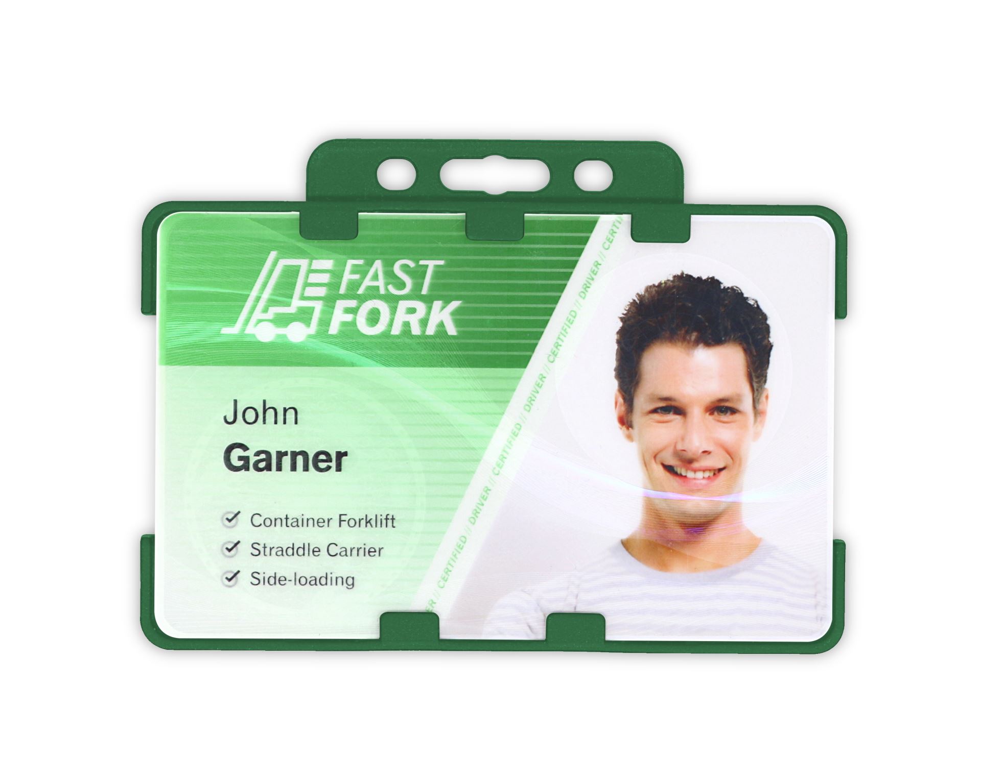 Dark Green Dual-Sided BIOBADGE Open Faced ID Card Holders - Landscape (Pack of 100)