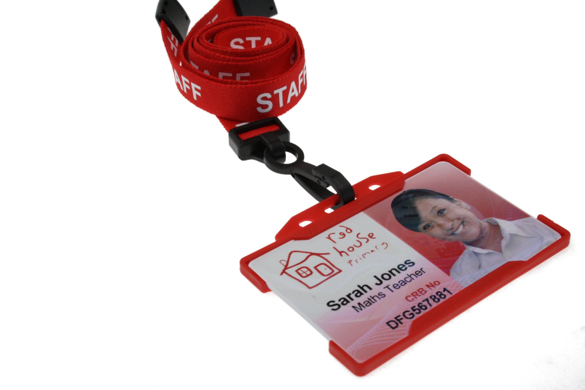 15mm Recycled Red Staff Lanyards with Plastic J Clip (Pack of 100)