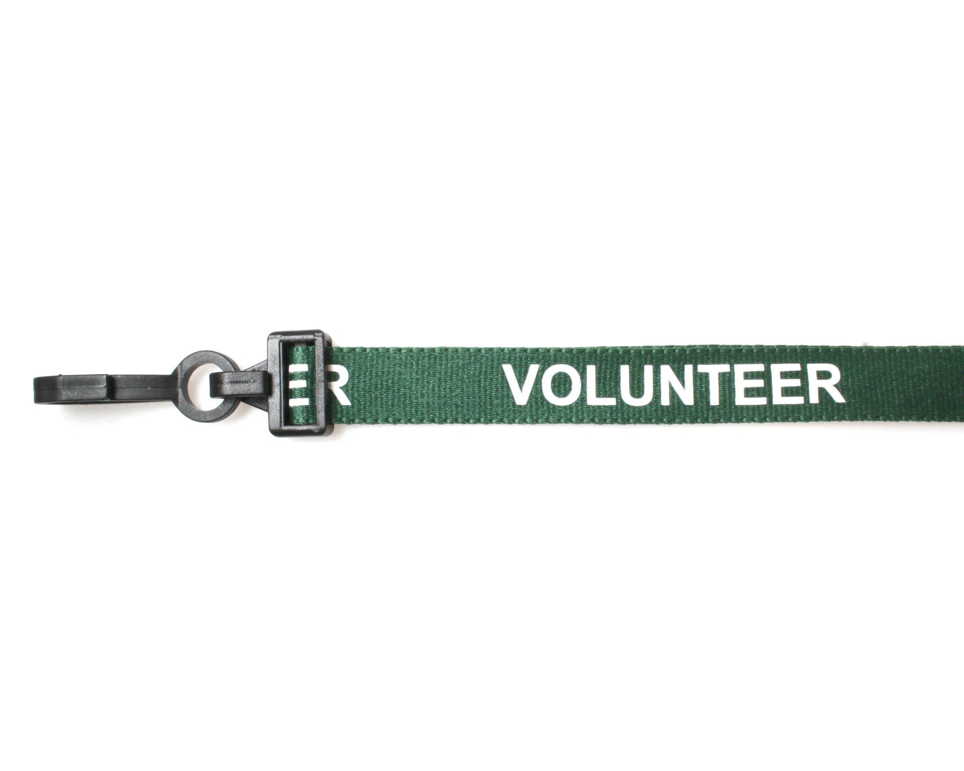 15mm Recycled Green Volunteer Lanyards with Plastic J Clip (Pack of 100)