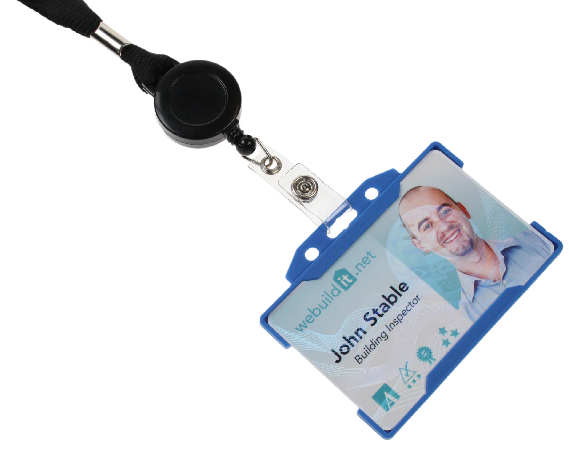 15mm Recycled Plain Black Lanyards with Card Reels (Pack of 50)